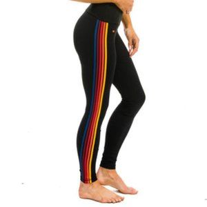 Aviator Nation rainbow stripe Black Hi-Rise Legging - M